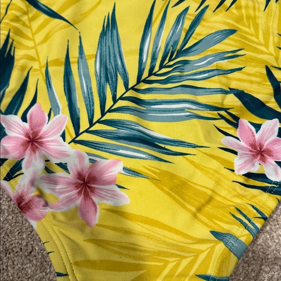 Kona Sol Yellow Leaf Print Bikini Bottom - Picture 6 of 7